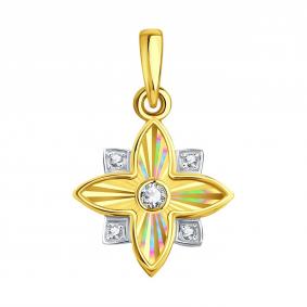 Подвеска из лимонного золота Karatov Т942636372 с фианитом Т942636372 фото
