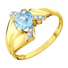 Кольцо из лимонного золота Karatov Т94301Д951 с топазом и фианитом Т94301Д951 фото