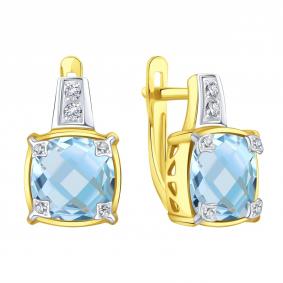 Серьги из лимонного золота Karatov Т94302В754 с топазом и фианитом Т94302В754 фото