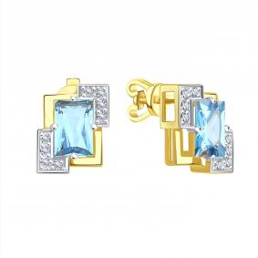 Серьги из лимонного золота Karatov Т94302Г094 с топазом и фианитом Т94302Г094 фото