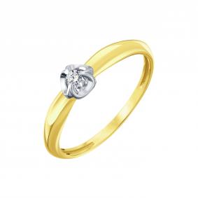 Кольцо из лимонного золота Karatov Т94561Б243 с бриллиантом Т94561Б243 фото