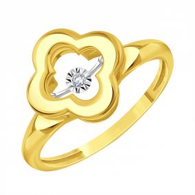 Кольцо из лимонного золота Karatov с танцующим бриллиантом Т94561Б762 Т94561Б762 фото