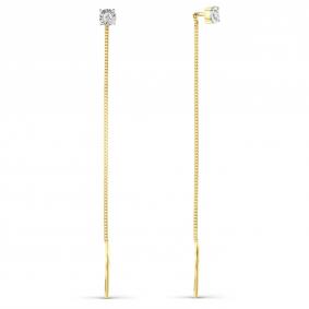 Серьги из лимонного золота Karatov Т945627328 с бриллиантом Т945627328 фото