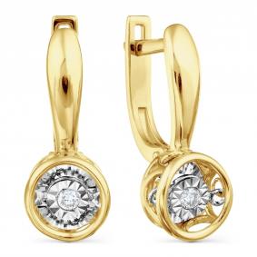 Серьги из лимонного золота Karatov с танцующим бриллиантом Т945628726 Т945628726 фото