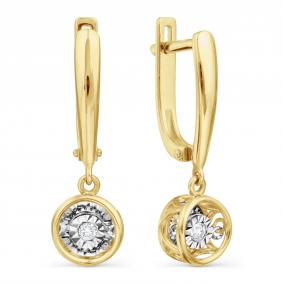 Серьги из лимонного золота Karatov с танцующим бриллиантом Т945628727 Т945628727 фото