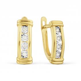 Серьги из лимонного золота Karatov Т945629340 с бриллиантом Т945629340 фото