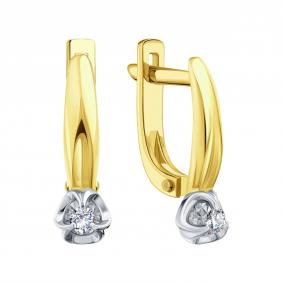 Серьги из лимонного золота Karatov Т94562В265 с бриллиантом Т94562В265 фото