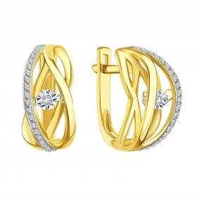 Серьги из лимонного золота Karatov с танцующим бриллиантом Т94562В952-01 Т94562В952-01 фото