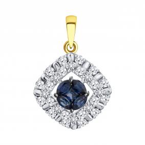 Подвеска из лимонного золота Karatov Т945636295 с бриллиантом и сапфиром Т945636295 фото