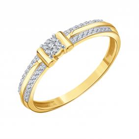 Кольцо из лимонного золота Karatov Т94601Б291 с бриллиантом Т94601Б291 фото