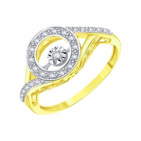 Кольцо из лимонного золота Karatov с танцующим бриллиантом Т94661Б254 Т94661Б254 фото