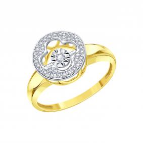Кольцо из лимонного золота Karatov с танцующим бриллиантом Т94661Б518 Т94661Б518 фото