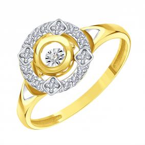 Кольцо из лимонного золота Karatov с танцующим бриллиантом Т94661Б873 Т94661Б873 фото