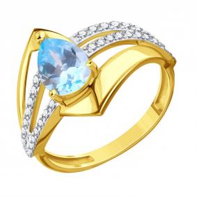 Кольцо из лимонного золота Karatov Т94701Д952 с топазом и фианитом Т94701Д952 фото