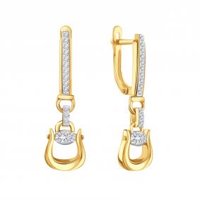 Серьги из лимонного золота Karatov Т94702В610 с фианитом Т94702В610 фото