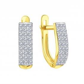 Серьги из лимонного золота Karatov Т94702В820 с фианитом Т94702В820 фото