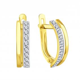 Серьги из лимонного золота Karatov Т94702В904 с фианитом Т94702В904 фото