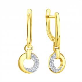 Серьги из лимонного золота Karatov Т94702Г336 с фианитом Т94702Г336 фото