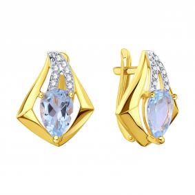 Серьги из лимонного золота Karatov Т94702Е293 с топазом и фианитом Т94702Е293 фото