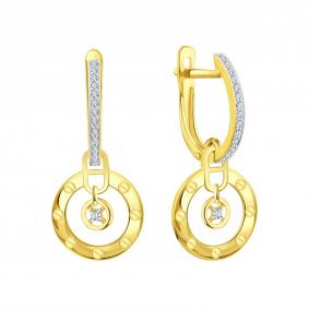 Серьги из лимонного золота Karatov Т94702Е377 с фианитом Т94702Е377 фото