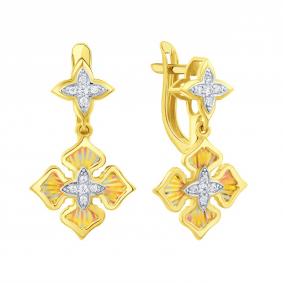 Серьги из лимонного золота Karatov Т94762Е588 с фианитом Т94762Е588 фото