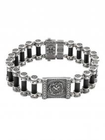 Браслет из черненого серебра Третья ступень с карбоном ТС01-03-004 ТС01-03-004 фото