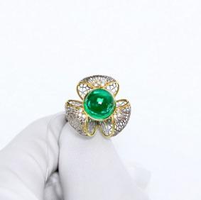 Кольцо из лимонного серебра Янтарная волна Я520004пк-з с фианитом и янтарём Я520004пк-з фото