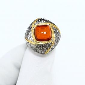 Кольцо из лимонного серебра Янтарная волна Я520014пк-к с янтарём Я520014пк-к фото