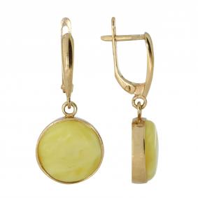 Серьги из золочёного серебра Янтарная волна Я721100п-ж с янтарём Я721100п-ж фото