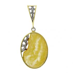 Подвеска из лимонного серебра Янтарная волна Я723001пк-беж-1 с янтарём Я723001пк-беж-1 фото