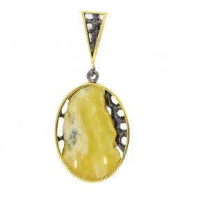 Подвеска из лимонного серебра Янтарная волна Я723001пк-беж-2 с янтарём Я723001пк-беж-2 фото