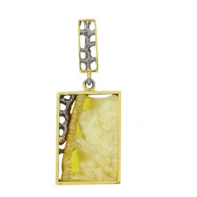 Подвеска из лимонного серебра Янтарная волна Я723002пк-беж с янтарём Я723002пк-беж фото