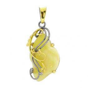 Подвеска из лимонного серебра Янтарная волна Я723026пк-ж с янтарём Я723026пк-ж фото