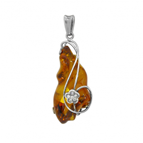 Серебряная подвеска Янтарная волна Я723071-к с янтарём и Swarovski Я723071-к фото