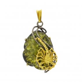 Подвеска из лимонного серебра Янтарная волна Я723092пк-з с янтарём Я723092пк-з фото