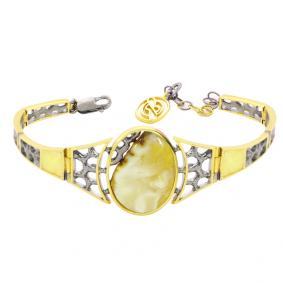 Браслет из лимонного серебра Янтарная волна Я724001пк-беж-1 с янтарём Я724001пк-беж-1 фото