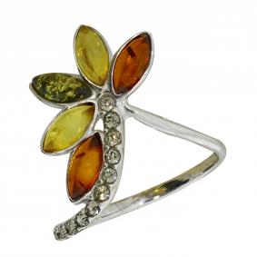 Серебряное кольцо Янтарная волна Я820008-микс с янтарём Я820008-микс фото