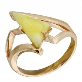 Кольцо из золочёного серебра Янтарная волна Я820072п-б с янтарём Я820072п-б фото