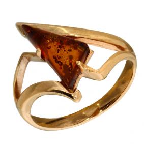 Кольцо из золочёного серебра Янтарная волна Я820072п-к с янтарём Я820072п-к фото