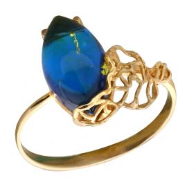 Кольцо из золочёного серебра Янтарная волна Я820076п-с с янтарём Я820076п-с фото