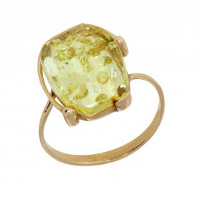 Кольцо из золочёного серебра Янтарная волна Я820094п-л с янтарём Я820094п-л фото