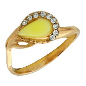 Кольцо из золочёного серебра Янтарная волна Я820181п-ж с янтарём Я820181п-ж фото