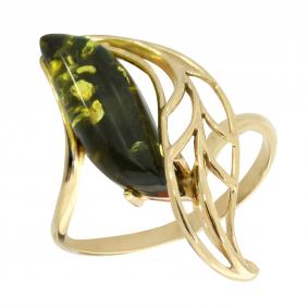 Кольцо из золочёного серебра Янтарная волна Я820193п-з с янтарём Я820193п-з фото