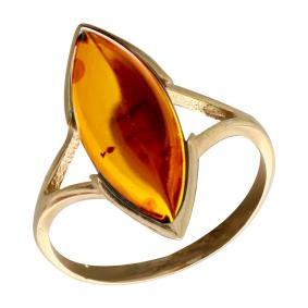 Кольцо из золочёного серебра Янтарная волна Я820194п-к с янтарём Я820194п-к фото