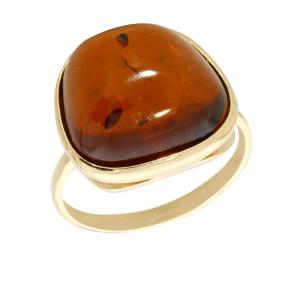 Кольцо из золочёного серебра Янтарная волна Я820197п-к с янтарём Я820197п-к фото