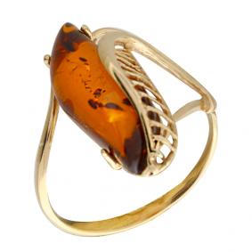 Кольцо из золочёного серебра Янтарная волна Я820228п-к с янтарём Я820228п-к фото