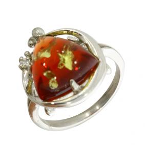 Серебряное кольцо Янтарная волна Я820234-кр с фианитом и янтарём Я820234-кр фото