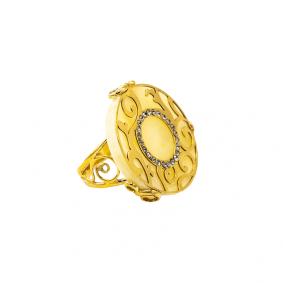 Кольцо из лимонного серебра Янтарная волна Я820315п-ж с янтарём Я820315п-ж фото