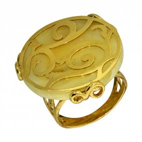 Кольцо из лимонного серебра Янтарная волна Я820317п-ж с янтарём Я820317п-ж фото