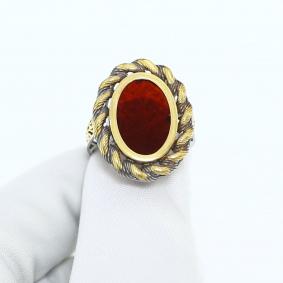 Кольцо из лимонного серебра Янтарная волна Я820328пк-к с янтарём Я820328пк-к фото